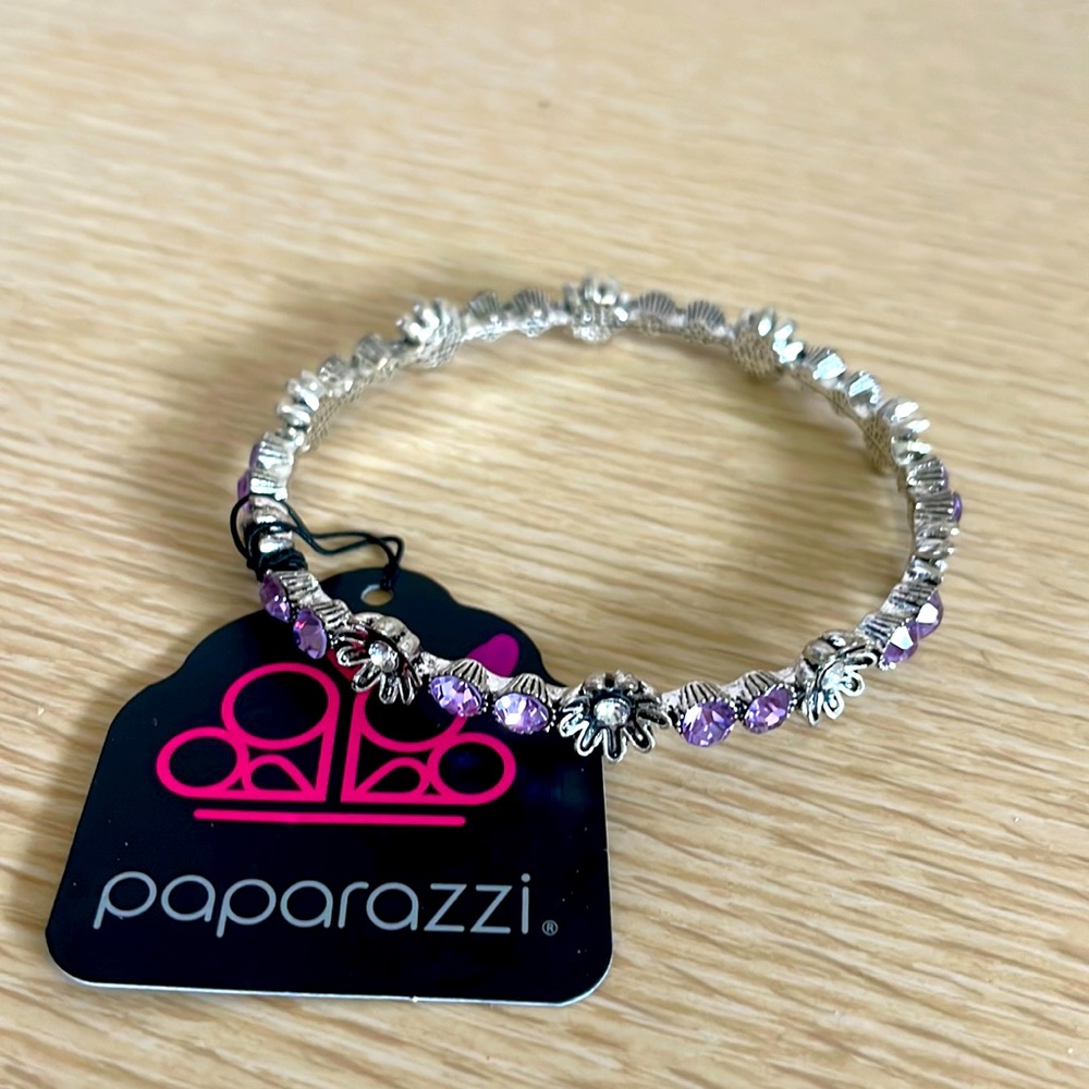 Purple and silver daisy bangle